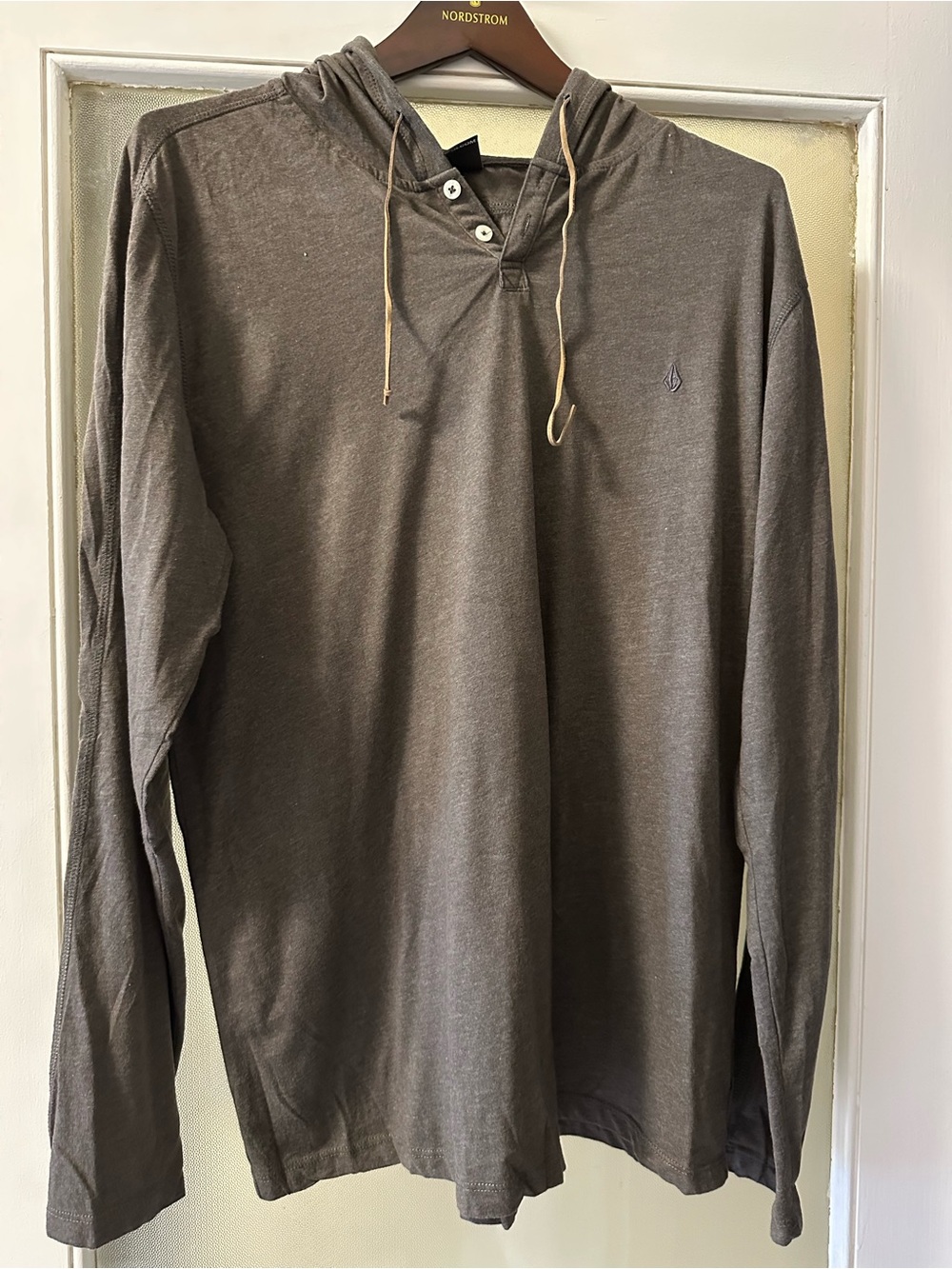 Volcom Men's Brown Long-Sleeve Hooded Henley